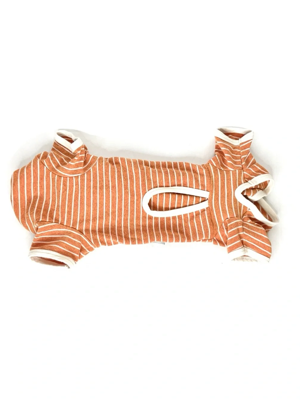 Striped Tan & Cream Dog Onesie - Cozy Pet Jumpsuit
